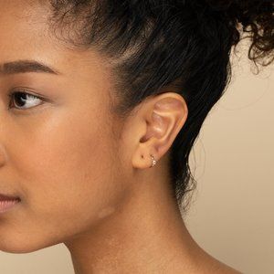 Mejuri 14K Gold White Sapphire Colored Mini Hoop